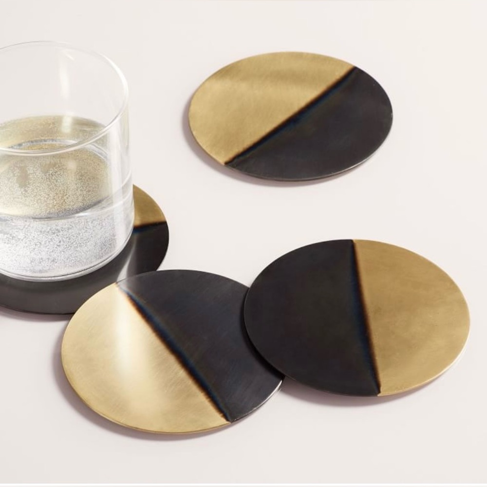 West elm half dipped brass coaster